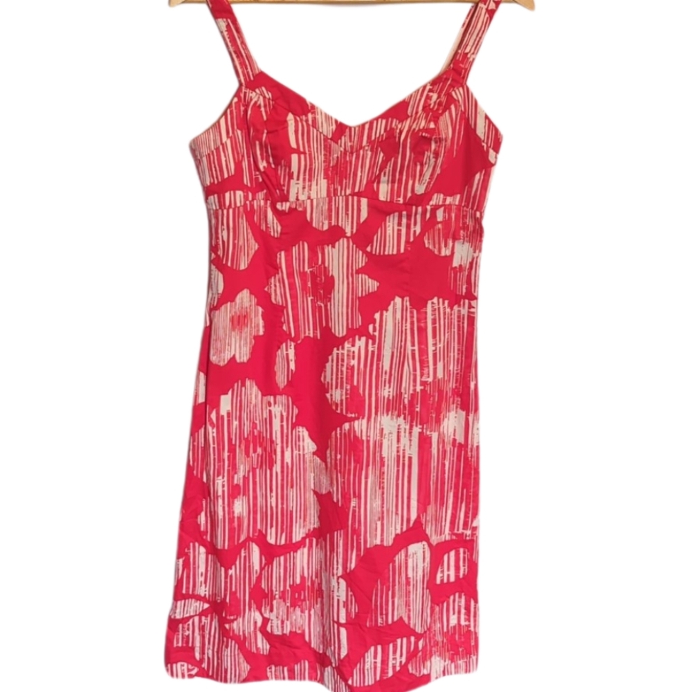 Y2K Red Floral Abstract Cotton Mini Dress Lizzie McGuire Colorful Fun Twee Artsy